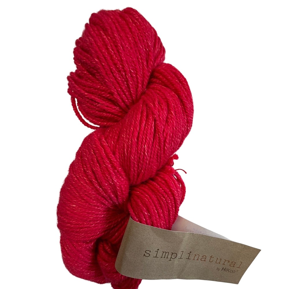 New HiKoo Simplinatural Yarn Strawberry Rhubarb Red Alpaca Merino Silk Soft